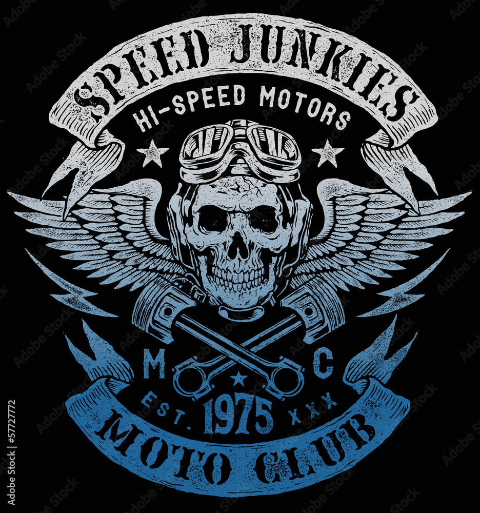 Naklejka premium Speed Junkies Motorcycle Vintage Design