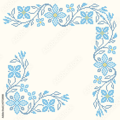 Cross-stitch embroidery in Ukrainian style