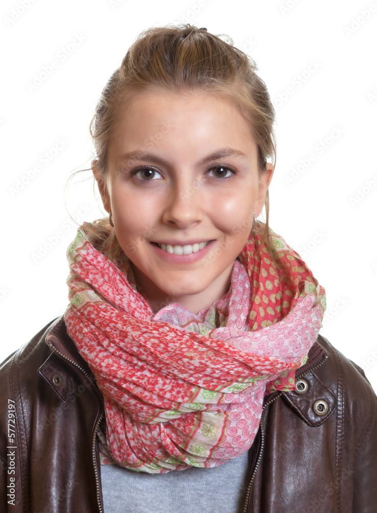 Portrait einer jungen Frau mit Halstuch Stock-Foto | Adobe Stock