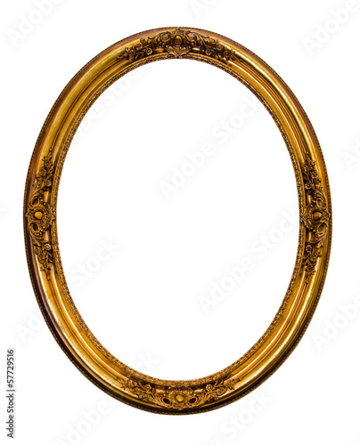 Ornamented gold plated empty picture frame Isolated on white bac