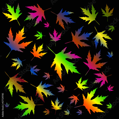 Vector seamless pattern with colored leaves