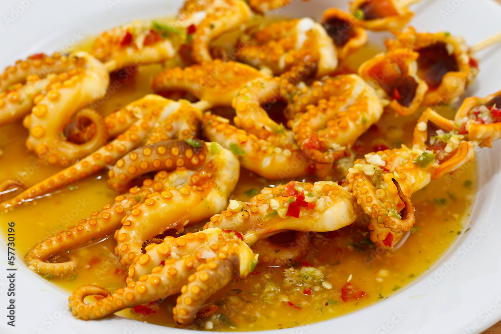 Grilled squid. Grilled squid.