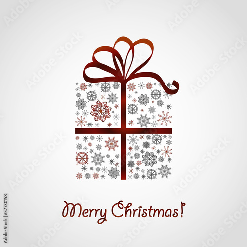 Vector Christmas gift with red ribbon