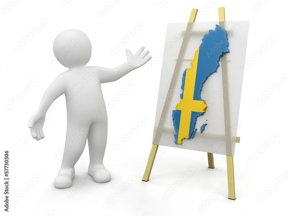 Man and Swedish map (clipping path included) Man and Swedish map (clipping path included)