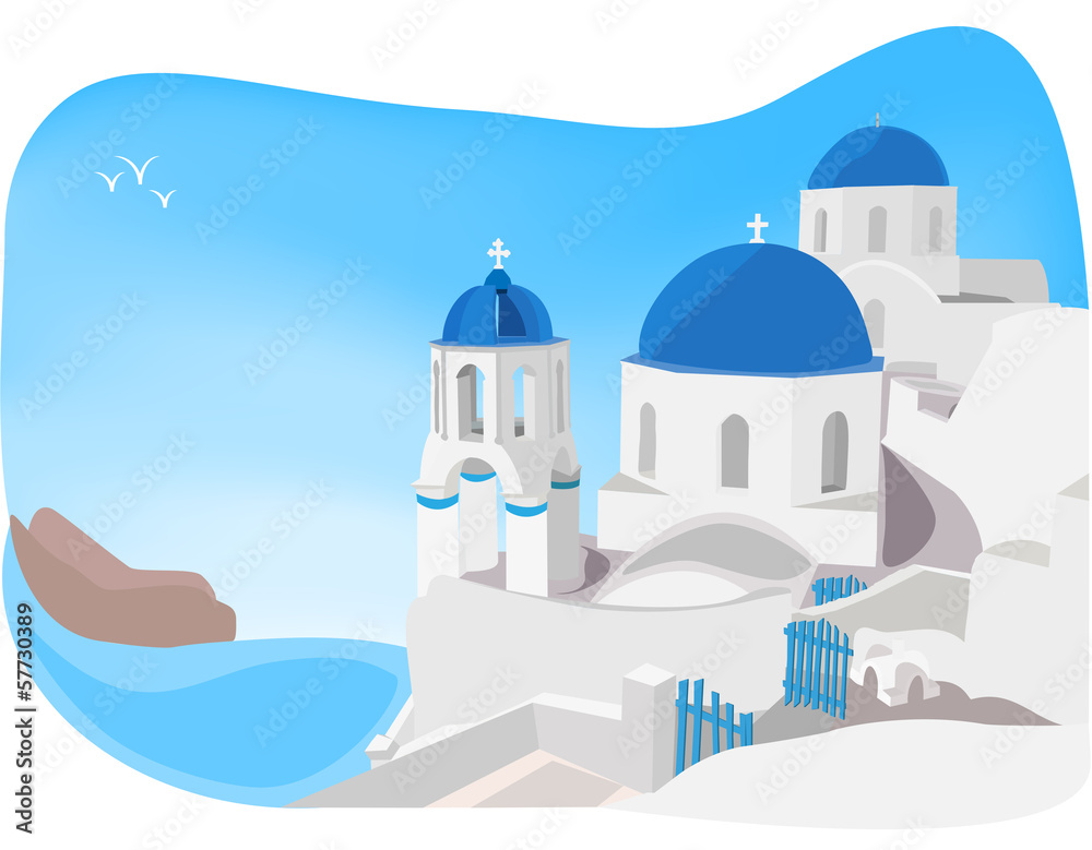 Santorini church illustration