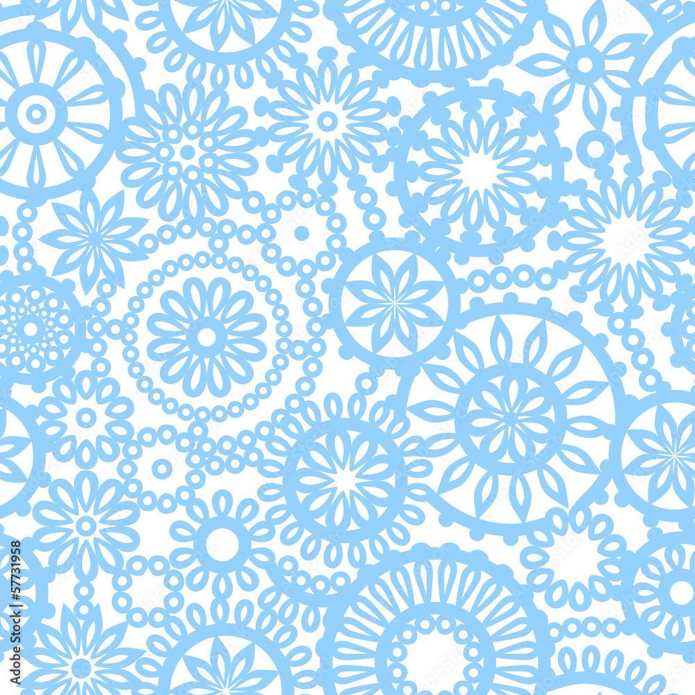 Abstract geometric filigree seamless pattern in blue and white Abstract geometric filigree seamless pattern in blue and white