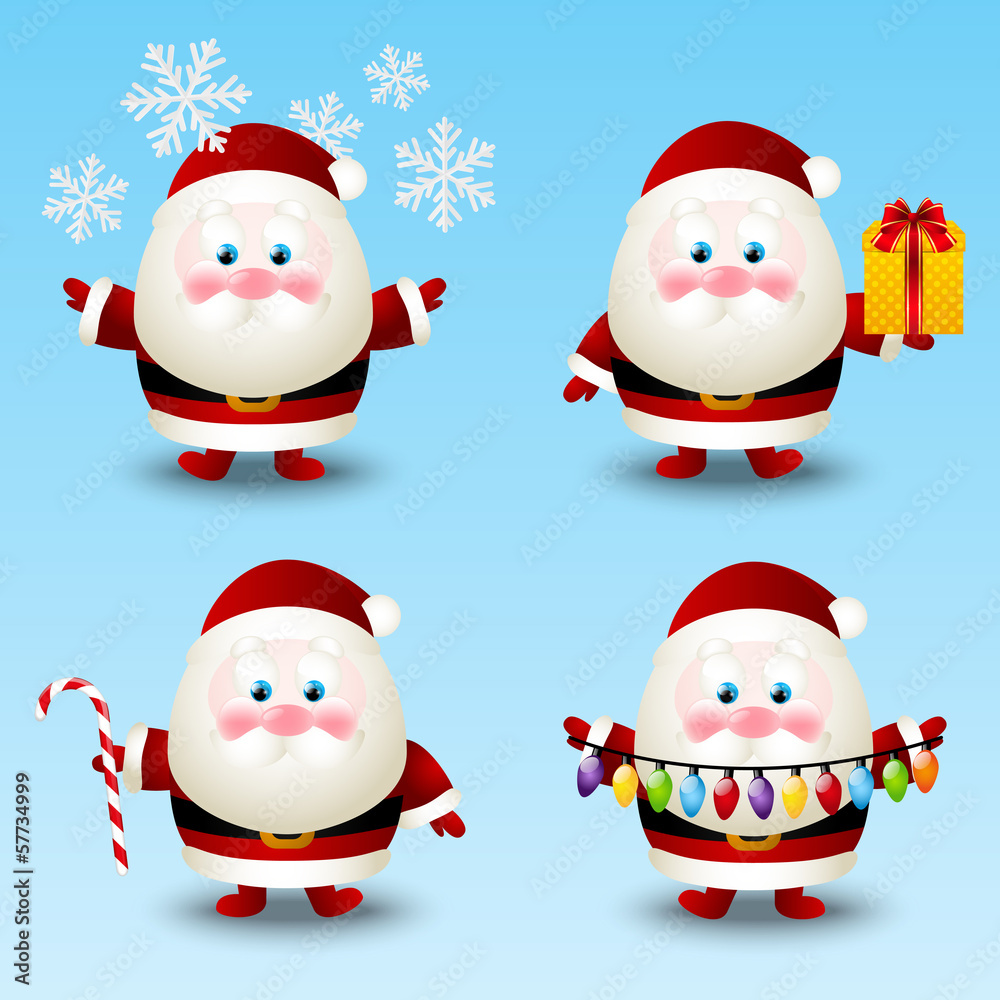 Set of cute Santa characters