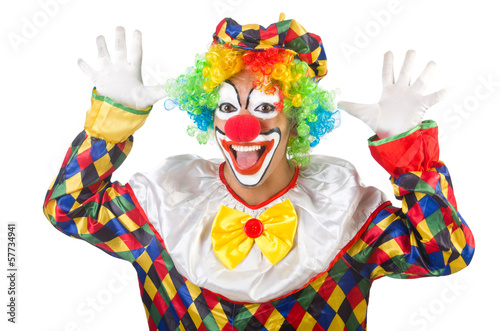 Fotografering Funny clown isolated on white