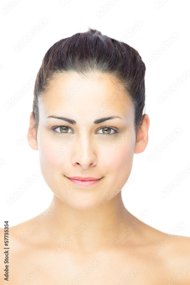 Front view of cute woman smiling at camera