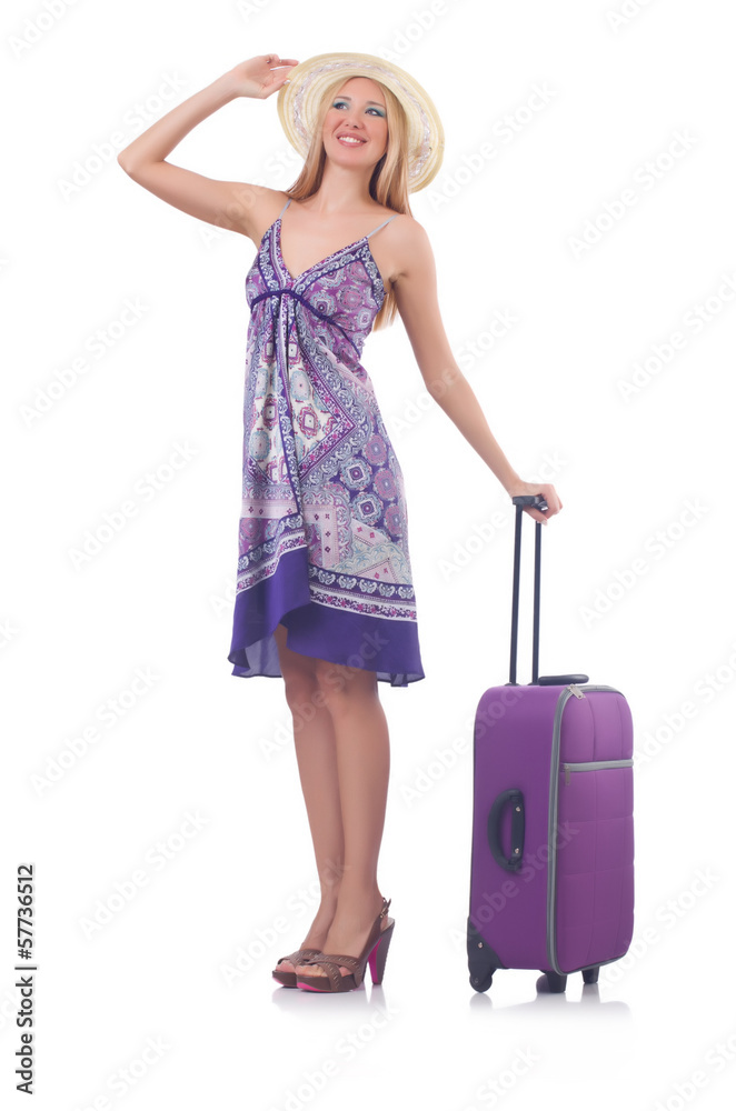 Woman going to summer vacation isolated on white Woman going to summer vacation isolated on white