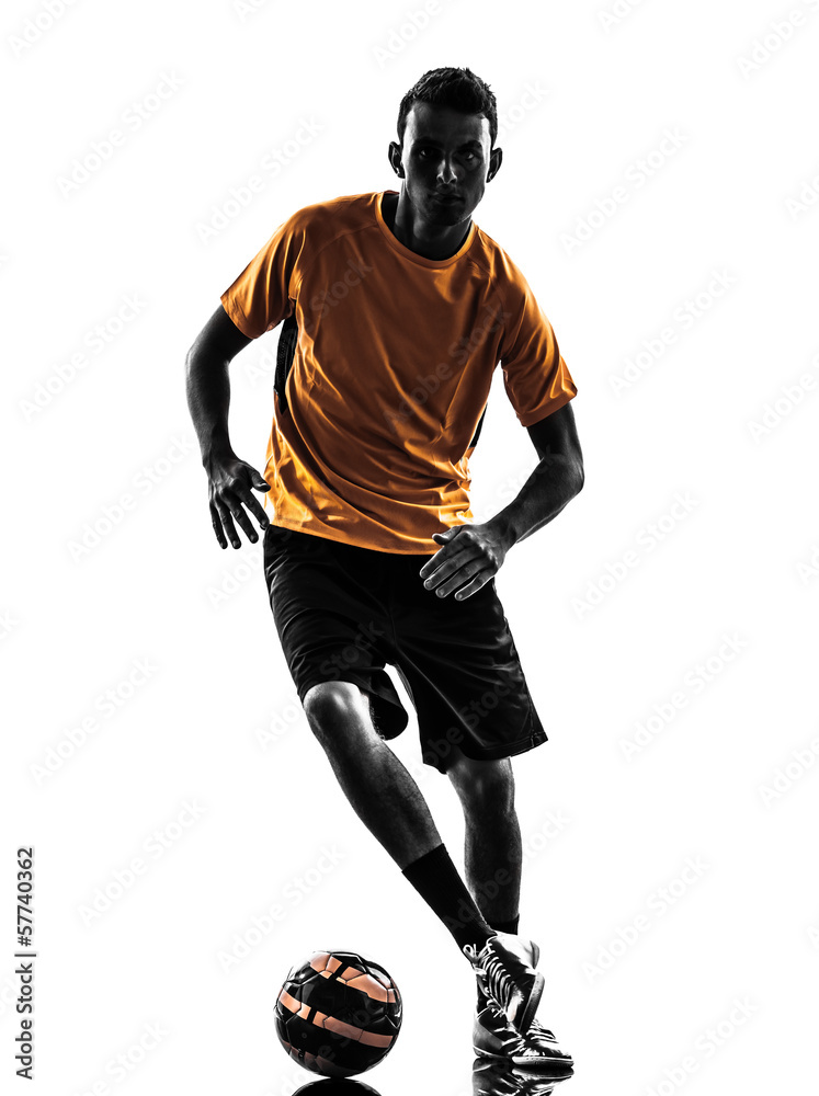 young man soccer player silhouette young man soccer player silhouette