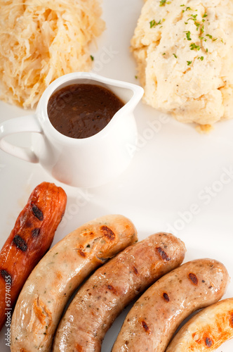 selection of all main type of german wurstel saussages photo