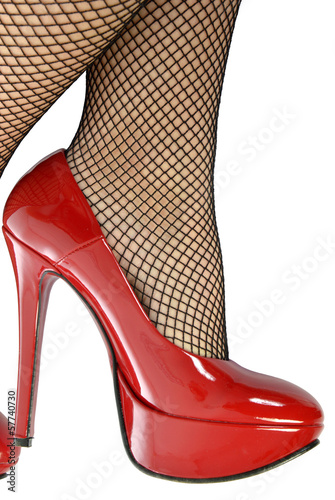 Obraz na płótnie The sensual legs in fishnet stockings w salonie