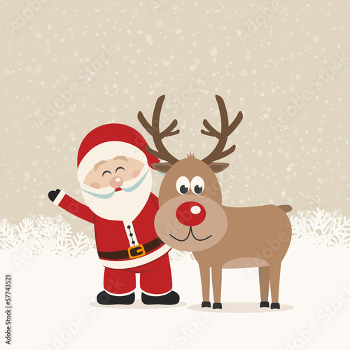 santa claus and reindeer sn...