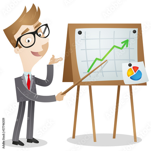 Businessman, presenting growing graph, statistics