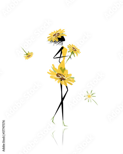 Floral girl for your design