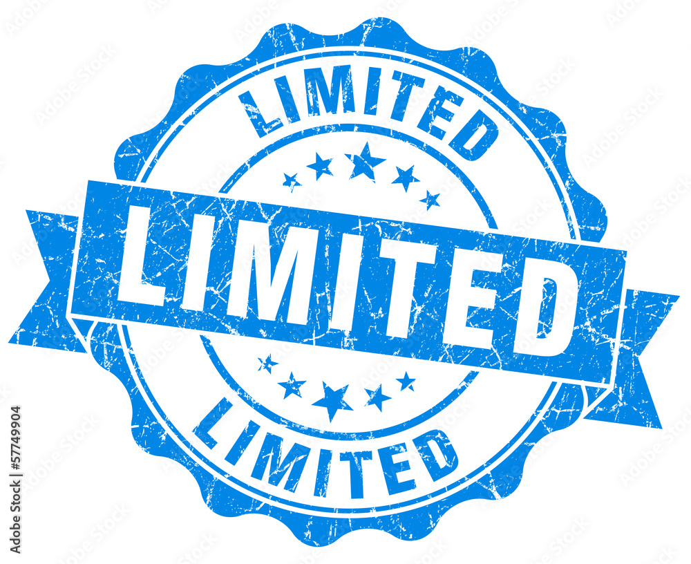 Limited grunge round blue retro seal on white background Limited grunge round blue retro seal on white background
