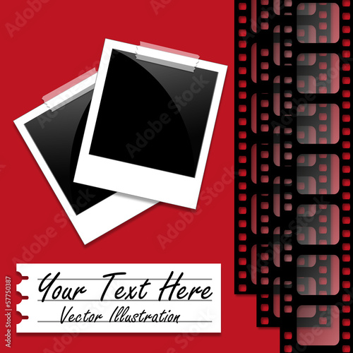 Photo Frames Slide Isolated On Red Background