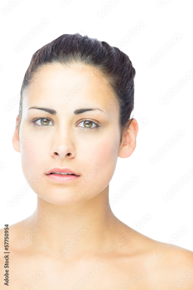 Front view of lovely woman looking at camera
