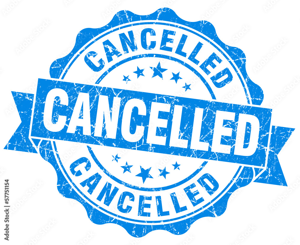 Cancelled grunge round blue scratched seal Cancelled grunge round blue scratched seal