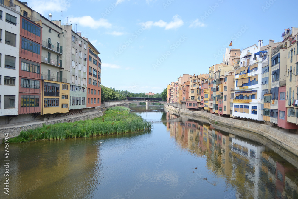 Houses over Onyar River in Girona.