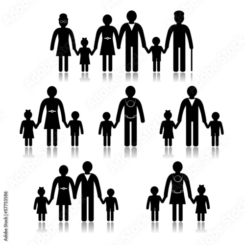 Family - generation silhouette, isolated on white