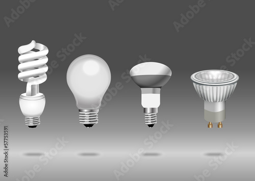 Bulbs - Isolated On Gray Background - Vector