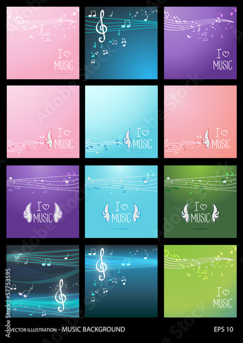 Set of Music Backgrounds - Vector Illustration