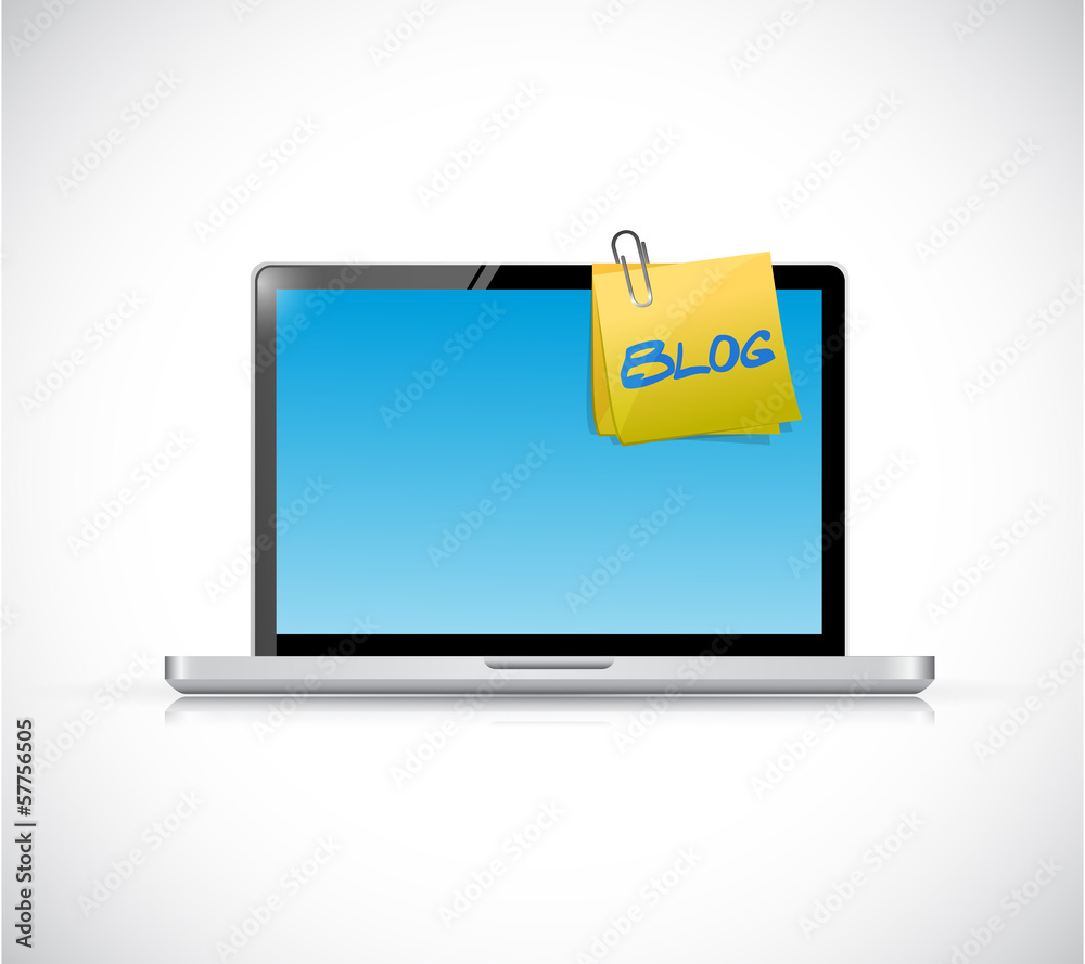 blog post on a laptop. illustration design blog post on a laptop. illustration design