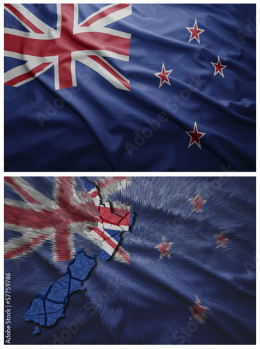 New Zealand flag and map collage