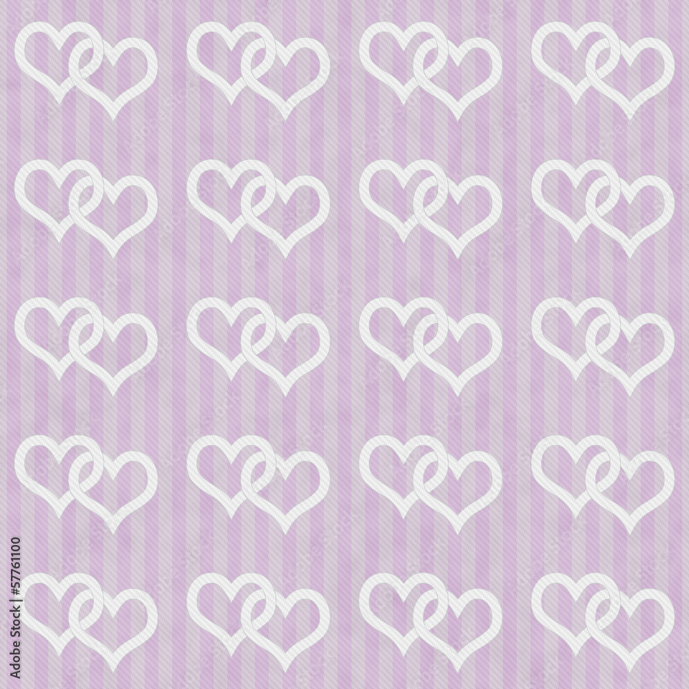 Pink and White Interlocking Hearts and Stripes Textured Fabric B Pink and White Interlocking Hearts and Stripes Textured Fabric B
