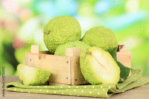 Osage Orange fruits (Maclura pomifera) in crate, photo