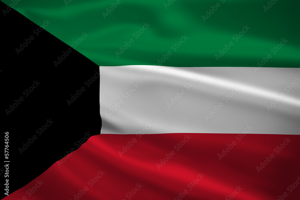 Kuwait flag blowing in the wind