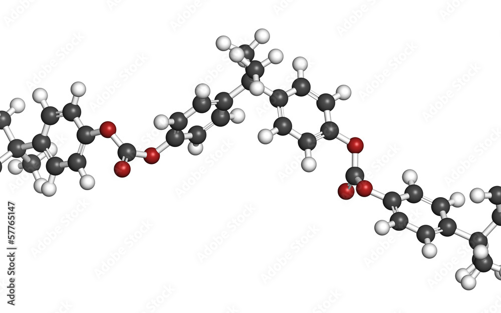 Polycarbonate (PC) plastic, chemical structure - linear fragment Polycarbonate (PC) plastic, chemical structure - linear fragment
