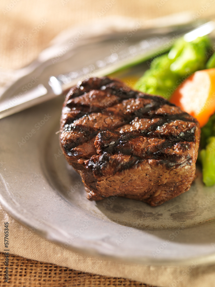 grilled steak on plate with vegetables grilled steak on plate with vegetables