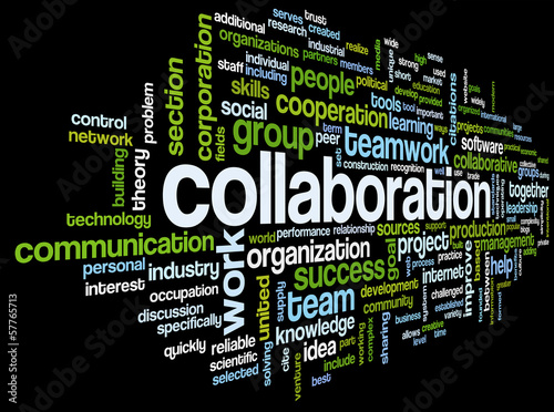 Collaboration concept in word tag cloud