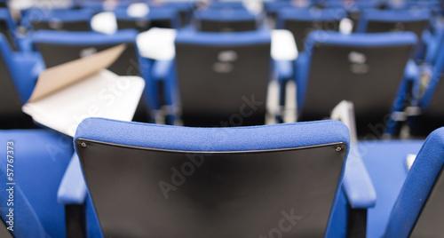 Back row perspective view of lecture chair in conferences room
