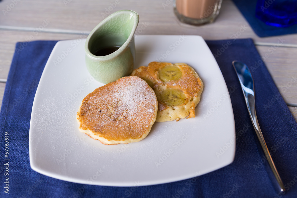 pancake honey set on white dish as breakfast pancake honey set on white dish as breakfast