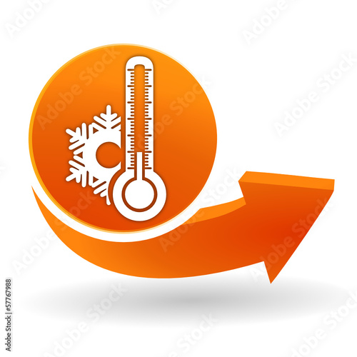 thermomètre froid sur bouton web orange