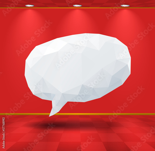 White geometric speech bubble in the room