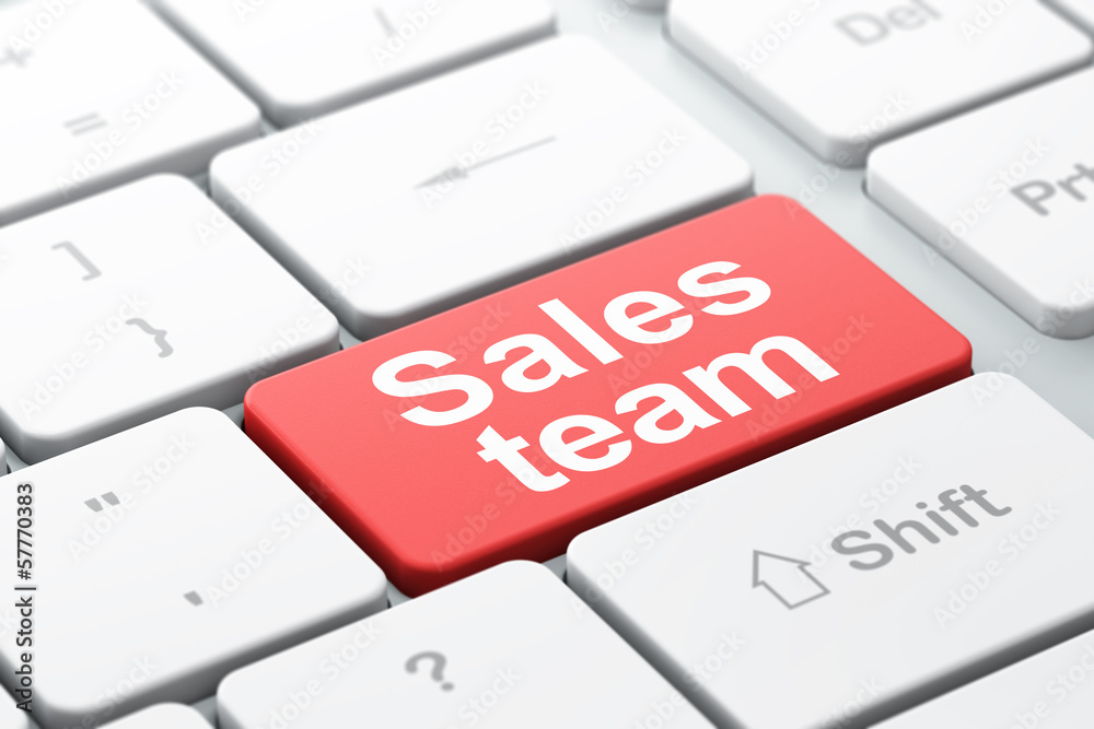 Marketing concept: Sales Team on computer keyboard background Marketing concept: Sales Team on computer keyboard background