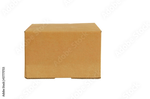 brown cardboard box front side isolated on white background