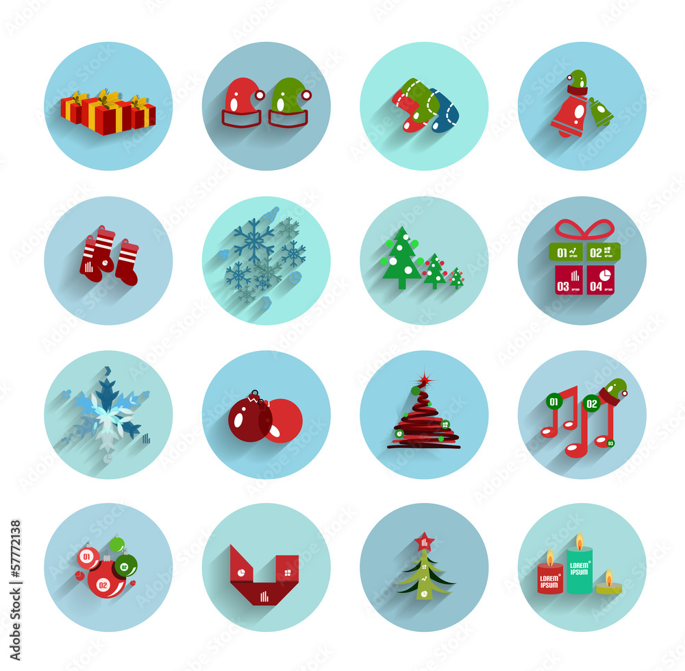 Christmas flat vector icon set Christmas flat vector icon set