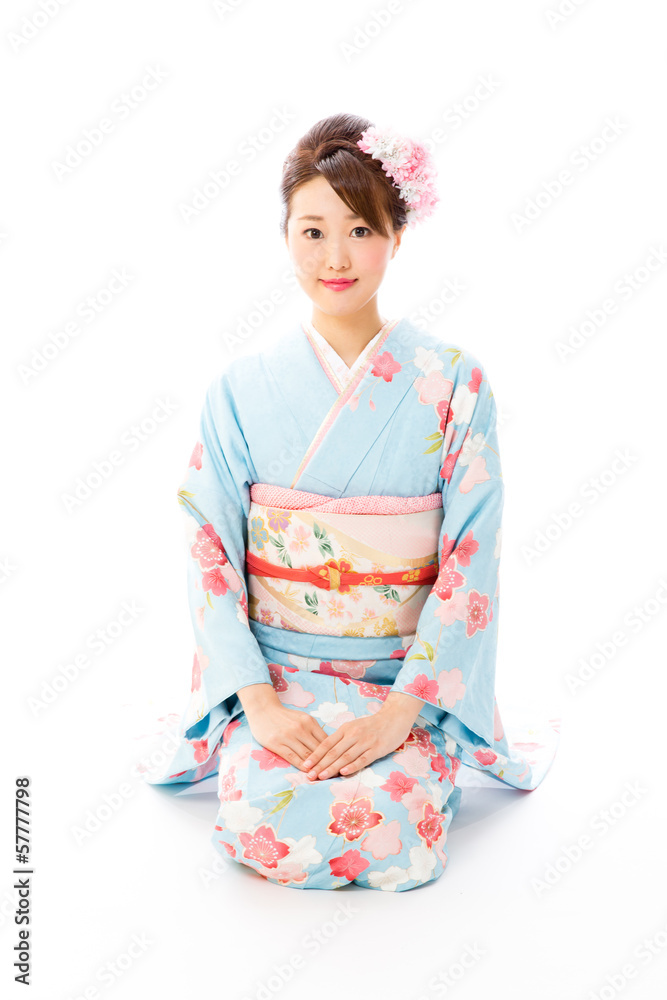 japanese traditional woman on white background