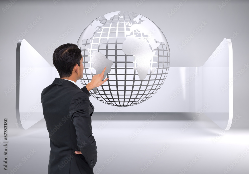 Composite image of asian businessman pointing Composite image of asian businessman pointing