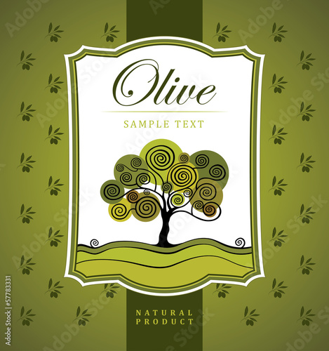 Olive tree. Vector decorative olive branch. For labels, pack.
