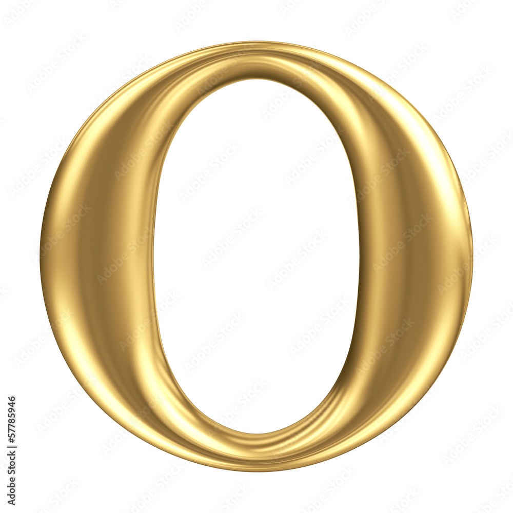 Golden matt letter O, jewellery font collection Golden matt letter O, jewellery font collection