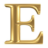 Golden matt letter E, jewellery font collection