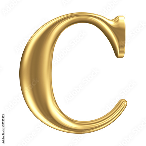 Golden matt letter C, jewellery font collection