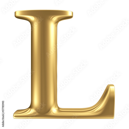 Golden matt letter L, jewellery font collection